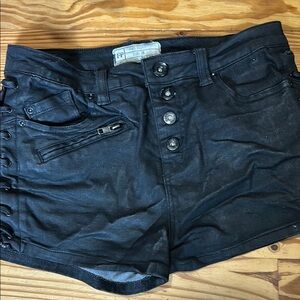 COPY - Free People Black Distressed High-Waisted Jean Shorts